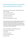 NSG 200 Health Promotion and Assessment Exam Questions With Correct Answers