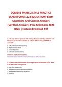 COMSAE PHASE 2 STYLE PRACTICE EXAM &lpar;FORM 112 SIMULATION&rpar; Exam Questions And Correct Answers &lpar;Verified Answers&rpar; Plus Rationales 2026 Q&A &vert; Instant download Pdf