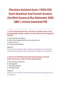 Physician Assistant Exam &sol; PAEA EOC Exam Questions And Correct Answers &lpar;Verified Answers&rpar; Plus Rationales 2026 Q&A &vert; Instant download Pdf