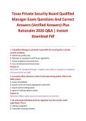 Texas Private Security Board Qualified Manager Exam Questions And Correct Answers &lpar;Verified Answers&rpar; Plus Rationales 2026 Q&A &vert; Instant download Pdf