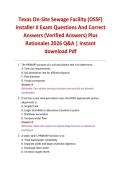 Texas On-Site Sewage Facility &lpar;OSSF&rpar; Installer II Exam Questions And Correct Answers &lpar;Verified Answers&rpar; Plus Rationales 2026 Q&A &vert; Instant download Pdf