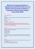 National Council Licensure Examination for &NewLine;Registered Nurses &lpar;NCLEX-RN&rpar; Practice Exam&colon; 200 &NewLine;Questions with Correct Answers & Rationales &NewLine;&NewLine;