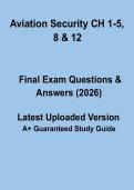 Aviation Security CH 1&ndash;5&comma; 8 & 12 &ndash; Complete Study Guide & Exam Prep 2026