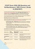 CCHT Exam 2026&colon; 200 Questions and Verified Answers &vert; 100&percnt; Correct &vert; Grade A &lpar;2026&sol;2027&rpar;&NewLine;&NewLine;