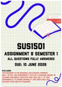 SUS1501 Assignment 8 &lpar;Portfolio&rpar; Semester 1 Memo &vert; Due 10 June 2026