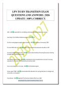 LPN TO RN TRANSITION EXAM&NewLine;QUESTIONS AND ANSWERS &vert; 2026&NewLine;UPDATE &vert; 100&percnt; CORRECT&period;