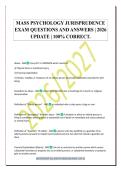 MASS PSYCHOLOGY JURISPRUDENCE&NewLine;EXAM QUESTIONS AND ANSWERS &vert; 2026&NewLine;UPDATE &vert; 100&percnt; CORRECT&period;