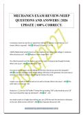 MECHANICS EXAM REVIEW-NEIEP&NewLine;QUESTIONS AND ANSWERS &vert; 2026&NewLine;UPDATE &vert; 100&percnt; CORRECT&period;