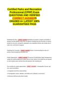 Certified Parks and Recreation Professional &lpar;CPRP&rpar; Exam QUESTIONS AND VERIFIED CORRECT ANSWERS GRADED A&plus; -LATEST 2026-2027- 100- GUARANTEED PASS&period;docx&NewLine;&NewLine;