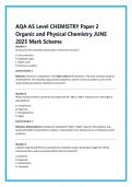AQA AS Level CHEMISTRY Paper 2 &NewLine;Organic and Physical Chemistry JUNE &NewLine;2025 Mark Scheme