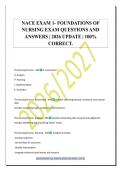 NACE EXAM 1- FOUNDATIONS OF&NewLine;NURSING EXAM QUESTIONS AND&NewLine;ANSWERS &vert; 2026 UPDATE &vert; 100&percnt;&NewLine;CORRECT&period;