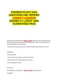 PHARMACOLOGY D441 QUESTIONS AND VERIFIED CORRECT ANSWERS GRADED A&plus; -LATEST 2026-2027- 100- GUARANTEED PASS&period;docx&NewLine;&NewLine;