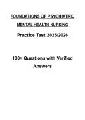 Foundations of Psychiatric Mental Health Nursing Exam Pack 100&plus; Questions with Verified Answers 2026