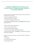 Population Health Practice Questions and Correct Answers &lpar;Verified Answers&rpar; Graded A&plus; &vert; New Update 2026&sol;2027 