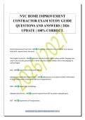 NY HOME IMPROVEMENT&NewLine;CONTRACTOR EXAM QUESTIONS AND&NewLine;ANSWERS &vert; 2026 UPDATE &vert; 100&percnt;&NewLine;CORRECT&period;