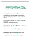 Population Health Exam 1 &vert; 134 Practice Questions and Correct Answers &lpar;Verified Answers&rpar; Graded A&plus; &vert; New Update 2026&sol;2027 &NewLine;