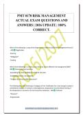 PMT 0170 RISK MANAGEMENT&NewLine;ACTUAL EXAM QUESTIONS AND&NewLine;ANSWERS &vert; 2026 UPDATE &vert; 100&percnt;&NewLine;CORRECT&period;
