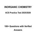 Inorganic Chemistry ACS Exam Pack 100&plus; Questions with Verified Answers 2026&NewLine;