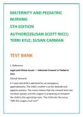 Maternity and Pediatric Nursing 5th Edition Test Bank &vert; Ricci Kyle Carman &vert; Maternal Newborn Nursing Practice Questions & Pediatric Nursing NCLEX Review&NewLine;