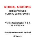 Medical Assisting Administrative and Clinical Competencies Exam Pack 100&plus; Questions with Verified Answers 2026