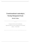 Transformational Leadership in Nursing Management Exam 2026&sol;2027 Edition &ndash; 75 Questions with Correct Answers and Evidence-Based Rationales