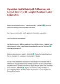 Population Health Quizzes &lpar;1-3&rpar; Questions and Correct Answers with Complete Solution &vert; Latest Update 2026