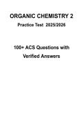Organic Chemistry 2 ACS Exam Pack 100&plus; Questions with Verified Answers 2026