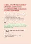 California Contractor License Practice&NewLine;ExamPractice questions&comma;Correct&NewLine;Answer&sol;Rationales&sol;2026&sol;For Guaranteed&NewLine;Pass&comma;Latest Downloaded Pdf&period;