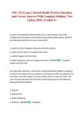 NSG 322 Exam 2 Mental Health Practice Questions And Correct Answers With Complete Solution &vert; New Update 2026 &vert; Graded A&plus;