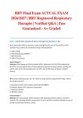 RRT Final Exam ACTUAL EXAM 2026&sol;2027 &vert; RRT Registered Respiratory Therapist &vert; Verified Q&A &vert; Pass Guaranteed - A&plus; Graded