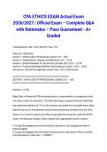 CPA ETHICS EXAM Actual Exam 2026&sol;2027 &vert; Official Exam &ndash; Complete Q&A with Rationales &ndash; Pass Guaranteed - A&plus; Graded