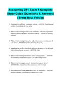 Accounting 211 Exam 1 Complete &NewLine;Study Guide &lpar;Questions & Answers&rpar; &NewLine;&vert; Brand New Version 