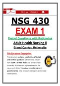 NSG 430 Exam 1 &vert; &lpar;2026&rpar; Adult Health Exam Questions &vert; Nursing &lpar;PDF&rpar;