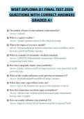 WSET DIPLOMA D1 FINAL TEST 2026&NewLine;QUESTIONS WITH CORRECT ANSWERS&NewLine;GRADED A&plus;