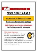 NSG 100 Exam 1 &ndash; Nursing Concept &ndash; &lpar;2026&rpar; Actual Questions & Answers &ndash; Germanna College