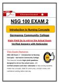 NSG 100 Exam 2 &ndash; Nursing Concept &ndash; &lpar;2026&rpar; Actual Questions & Answers &ndash; Germanna College