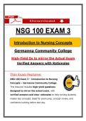 NSG 100 Exam 3 &ndash; Nursing Concept &ndash; &lpar;2026&rpar; Actual Questions & Answers &ndash; Germanna College