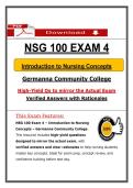NSG 100 Exam 4 &ndash; Nursing Concept &ndash; &lpar;2026&rpar; Actual Questions & Answers &ndash; Germanna College