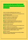 ESSENTIALS OF FIRE FIGHTING 7TH EDITION - &NewLine;FINAL EXAM Complete Questions and Answers &NewLine;&lpar;All Chapters&rpar;