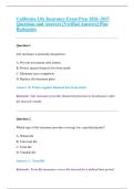 California Life Insurance Exam Prep 2026&ndash;2027 &NewLine;Questions and Answers &lbrack;Verified Answers&rsqb; Plus &NewLine;Rationales 