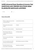 IAHSS Advanced Exam Questions & Answers Test QUESTIONS AND VERIFIED SOLUTIONS &vert;2026&vert; ELABORATED &DETAILED ANSWERS&excl;&excl;&NewLine;&NewLine;