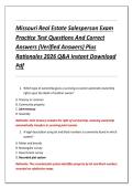 Missouri Real Estate Salesperson Exam &NewLine;Practice Test Questions And Correct &NewLine;Answers &lpar;Verified Answers&rpar; Plus &NewLine;Rationales 2026 Q&A Instant Download &NewLine;Pdf 