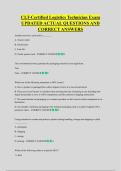 CLT-Certified Logistics Technician Exam &NewLine;UPDATED ACTUAL QUESTIONS AND &NewLine;CORRECT ANSWERS