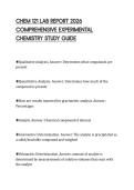 CHEM 121 LAB REPORT 2026&NewLine;COMPREHENSIVE EXPERIMENTAL&NewLine;CHEMISTRY STUDY GUIDE