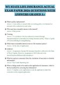 WV STATE LIFE INSURANCE ACTUAL&NewLine;EXAM PAPER 2026 QUESTIONS WITH&NewLine;ANSWERS GRADED A&plus;
