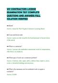 WV CONTRACTORS LICENSE&NewLine;EXAMINATION TEST COMPLETE&NewLine;QUESTIONS AND ANSWERS FULL&NewLine;SOLUTION VERIFIED