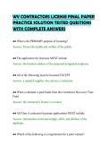 WV CONTRACTORS LICENSE FINAL PAPER&NewLine;PRACTICE SOLUTION TESTED QUESTIONS&NewLine;WITH COMPLETE ANSWERS
