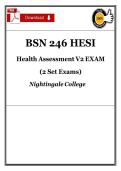 BSN 246 HESI Health Assessment V2 EXAM &lpar;2 Set Exams&rpar; Nightingale&NewLine;College guaranteed pass &NewLine;