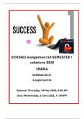 SCR2602 Assignment 04 SEMESTER 1 solutions 2026&NewLine;