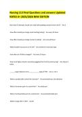 Nursing 113 Final Questions and Answers 2025&sol;2026 Updated Edition &ndash; Complete Exam Preparation Material with Verified Answers